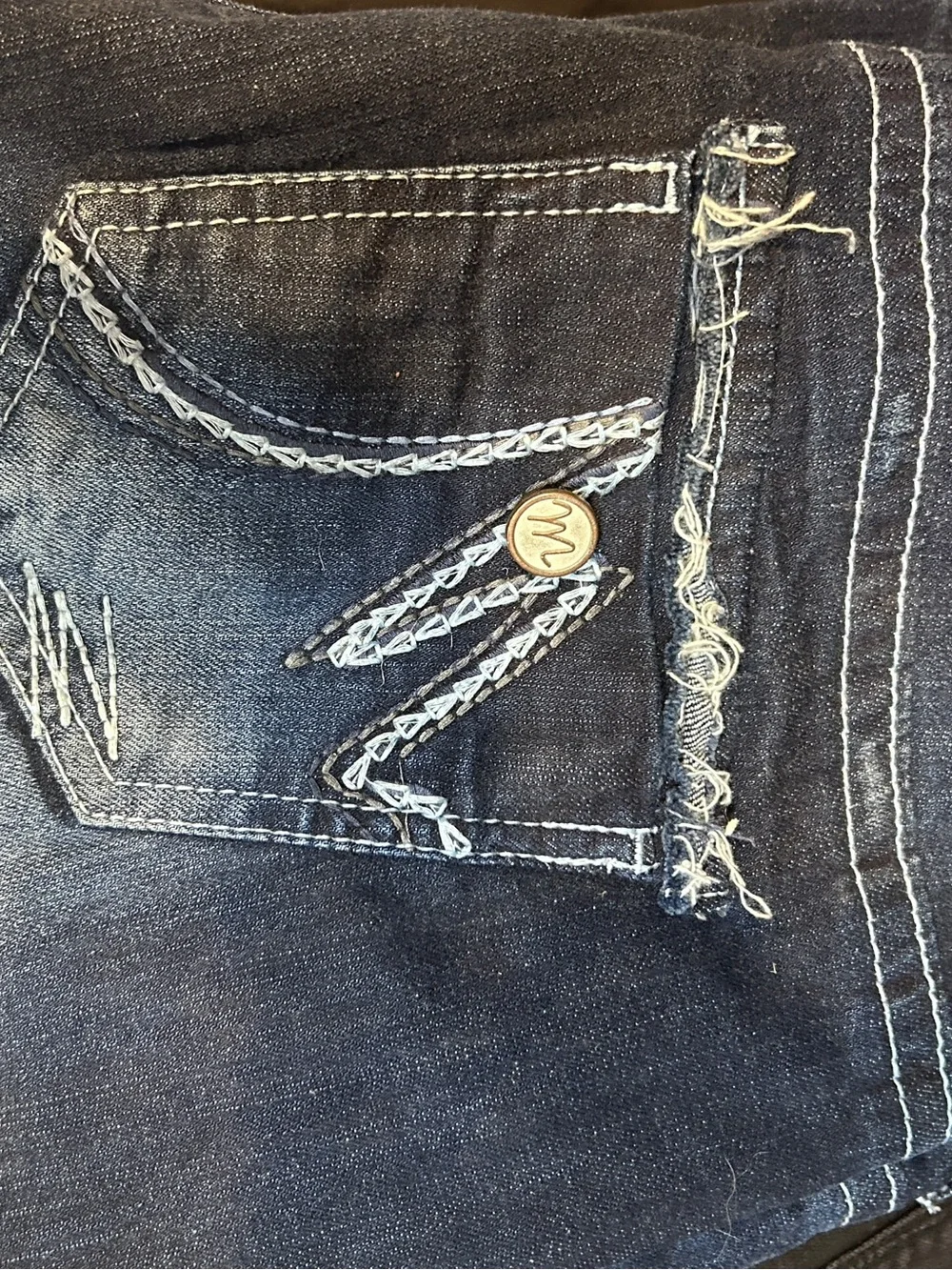 Maurices Dark Blue Skinny Jeans with Faded Detail